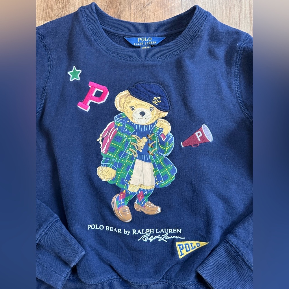 Polo Ralph Lauren Girls Navy Blue Polo Bear Sweatshirt, M (8-10) - Picture 8 of 12